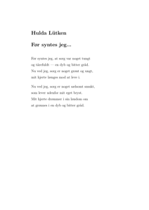Hulda Lütken - Før syntes jeg...